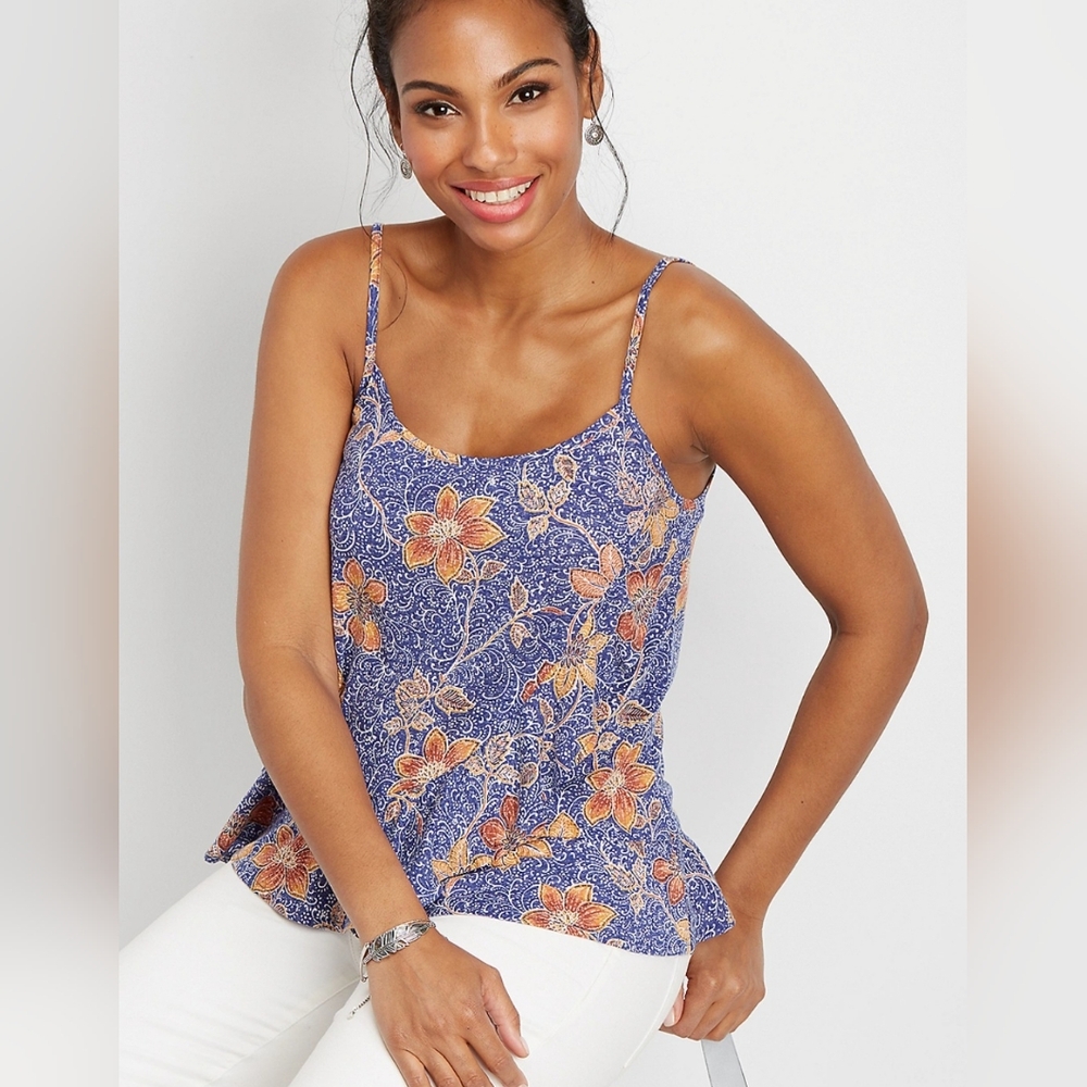 Maurices floral ruffle hem tank